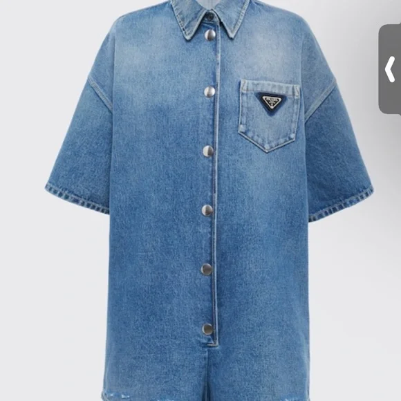 【送料無料】 PRADA Denim playsuit Prada Blue Washed Denim Playsuit M Prada | TLC